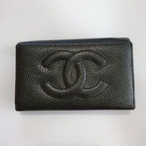 CHANEL Textured Black Leather Wallet